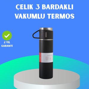 304 Çelik Termos Seti | 2 Bardaklı 500 ml Uzun Süre Isı Koruma