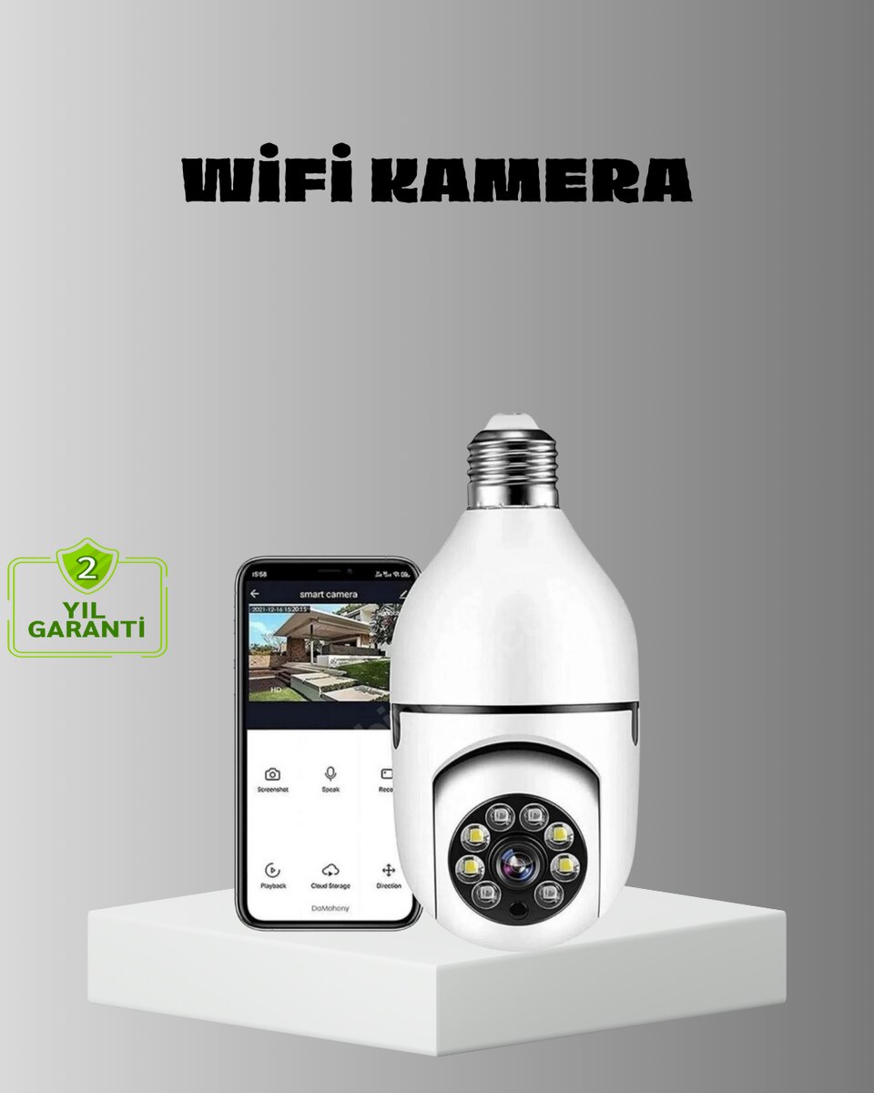 Akıllı Duy Kamera Gece Görüşlü ve Hareket Algılama Sensörlü