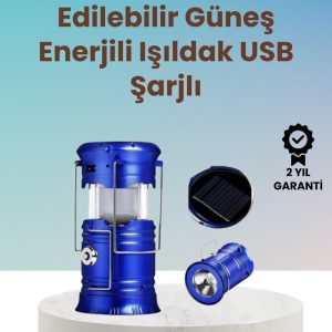 Şarj Edilebilir Güneş Enerjili Kızaklı Kamp Feneri – USB Çıkışlı Katlanabilir Dayanıklı ve Çok Fonksiyonlu