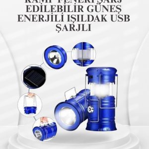 Güneş Enerjili Katlanabilir Kızaklı Kamp Feneri – USB Şarjlı Çok Yönlü ve Dayanıklı Tasarım