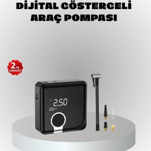 Dijital Ekranlı Şarjlı Hava Kompresörü 150 PSI Güçlü Motorlu