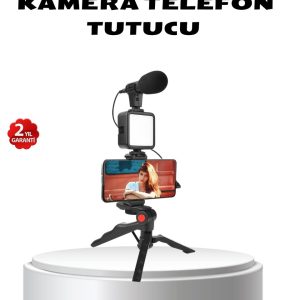 Video Çekim Kiti Tripod LED Işık Harici Mikrofon ve Bluetooth Kumanda Seti