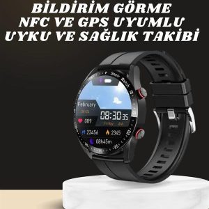 Akıllı Saat Amoled Ekran Metal Ve Deri Kordonlu Uyku ve Sağlık Takibi Titreşimli
