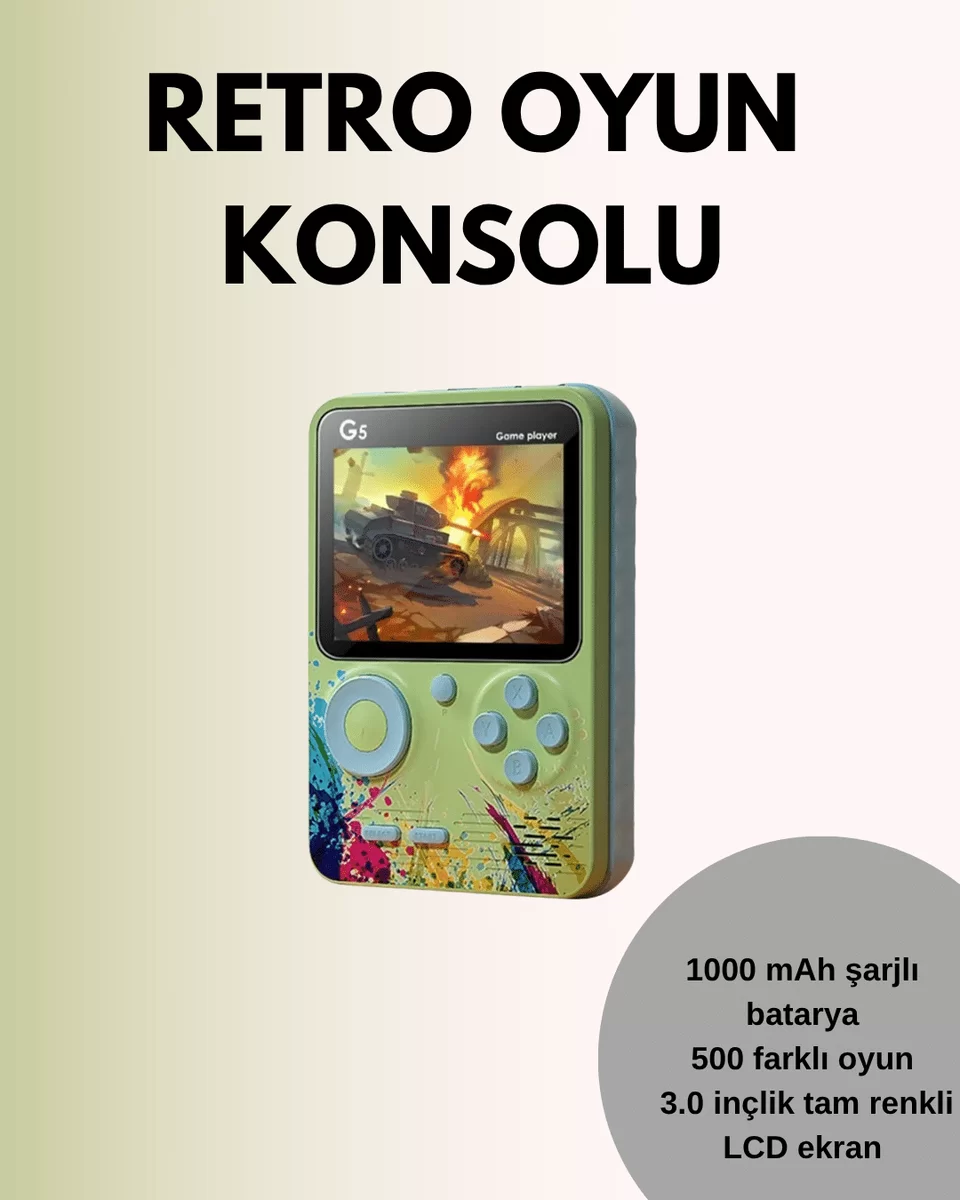 TV Bağlantılı 500 Oyunlu Mini Gameboy Konsol