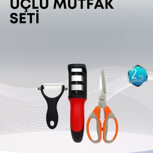 Çok Fonksiyonlu Mutfak Makas Seti – 3 Makas Bileyici ve Soyacak Dahil