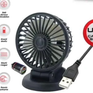 Vantilatör 12V Usb Soketli Torpido Üstü Tekli