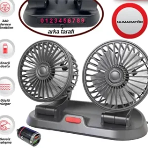 Vantilatör 12V Usb Soketli Torpido Üstü 2 Li +Numaratörlü