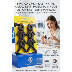6 Parça 2 İnç Plastik Yaylı Kıskaç Seti - Hobi Marangoz ve Fon Sabitleme Mandalı  723186