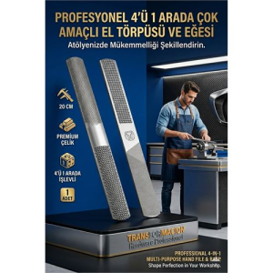 4'ü 1 Arada Profesyonel El Törpüsü Eğe Seti - Ahşap Metal Raspası Düz Yarım Yuvarlak 723175