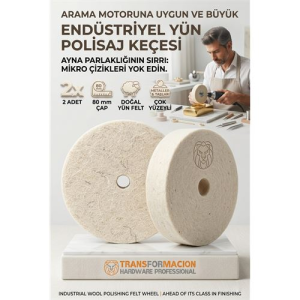 2 Lİ Polisaj Keçesi 80mm | Sert Yün Disk | Metal Altın Gümüş için Ayna Parlaklığı 723185