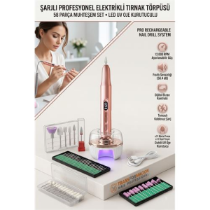 Standlı Şarjlı Profesyonel Tırnak Törpüsü UV Kurutuculu 59 Parça Manikür Freze Seti 714666