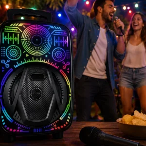 8 İnç Taşınabilir Karaoke Hoparlör Mikrofonlu RGB Işıklı Bluetooth Speaker