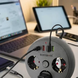 Çoklu Priz Akım Koruma 3 Soket 3 USB Type C Hızlı Şarj 2m Uzatma Kablosu