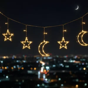 Büyük Ay Yıldız LED Ramazan Süsü Sıcak Beyaz Dekoratif Işık