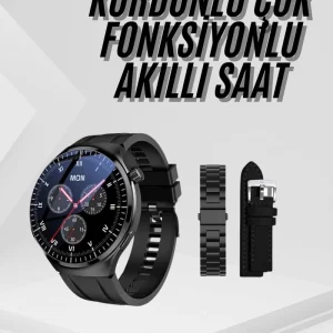 Amoled Ekran Metal Deri Silikon Kordonlu Uyku ve Sağlık Takibi