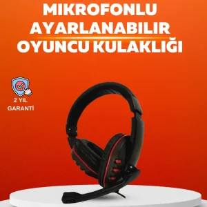 Stereo KırmızıKulaklığı Yumuşak Pedli Mikrofonlu