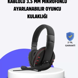 Kırmızı Kulaklık Mikrofonlu Ayarlanabilir Konforlu Tasarımlı