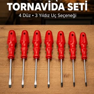 7'li Düz ve Yıldız Tornavida Seti Çelik Manyetik Uçlu