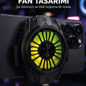 RGB Fan Aydınlatmalı Sessiz Çalışan Telefon Soğutucu